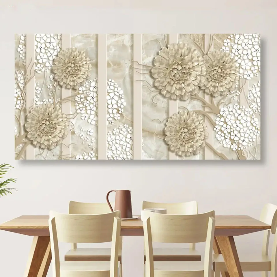 Abstract Flowers On A Marble Background 5D DIY Diamond Painting Embroidery Full Square/Round Diamond Mosaic Cross Stitch Gift