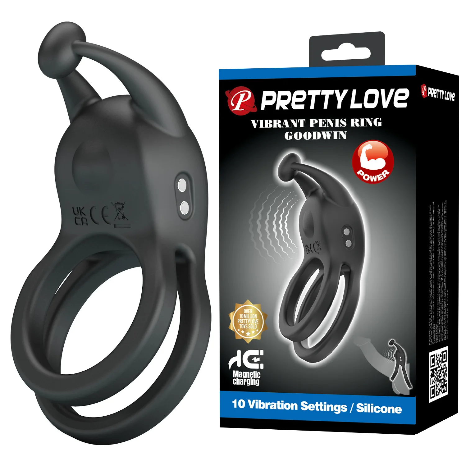 Vibrating C-Ring Toy with Bunny Ear Clitoral Stimulator - Vibrating Ring for Couples with 10 Modes - Adult Sex Toy for Men