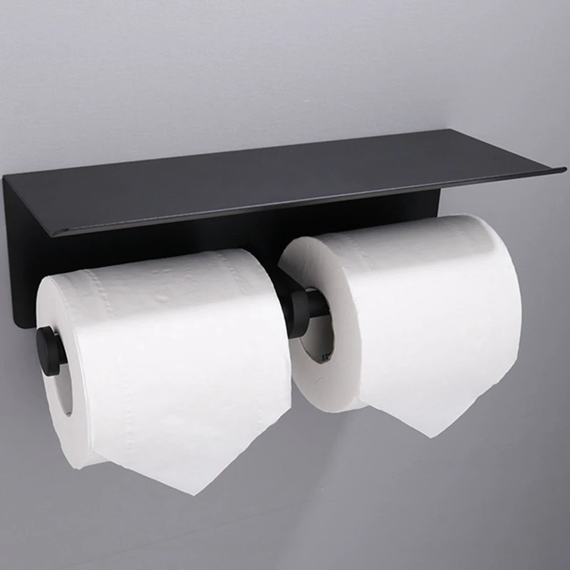 Toilet Paper Roll Holder With Shelf, Mobile Phone Tissue Holder,Stainless Steel,Bathroom Tissue Holder Wall Mounted