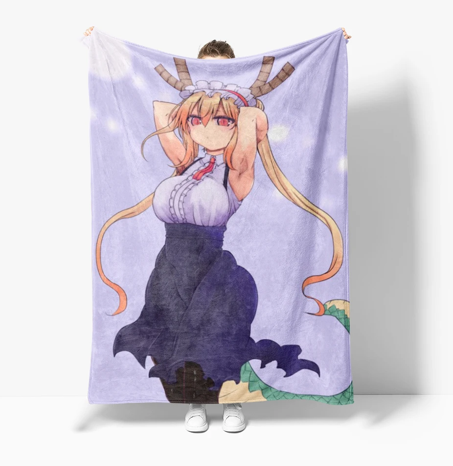 1pc Anime Miss-Kobayashi's-Dragon Thin Blanket Ultra Soft Plush Flannel Throws Blanket for Sofa Bed Couch kids Office Gifts