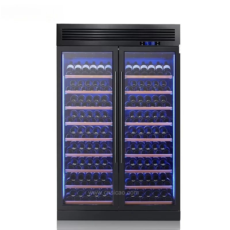Double Door Customized Large Capacity 300 Bottles Wine Chiller Refrigerator Countertop Wholesale Luxury Stainless Wine Cooler