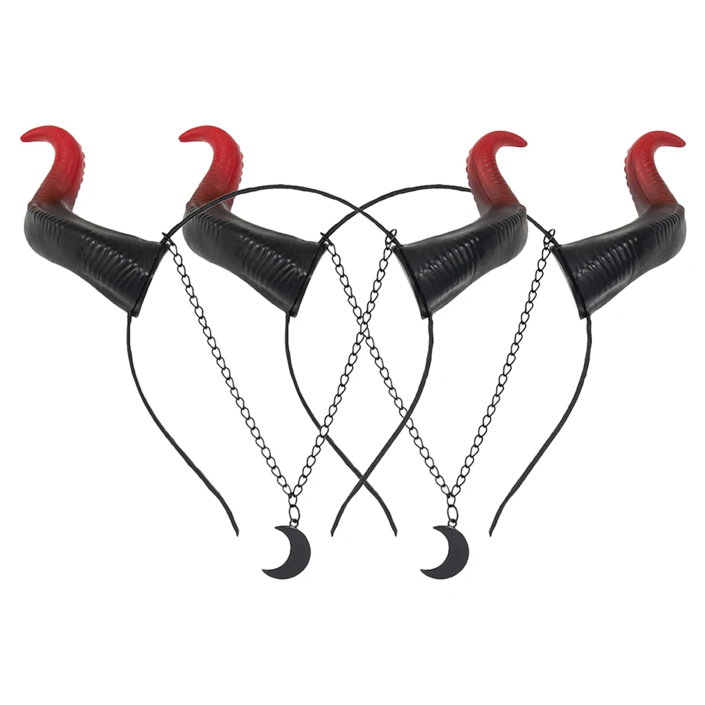 

2pcs Horn Headband Red Black Splicing Halloween Party Cosplay Carnival Decorative Headbands Hair Ornament Festival Headdress