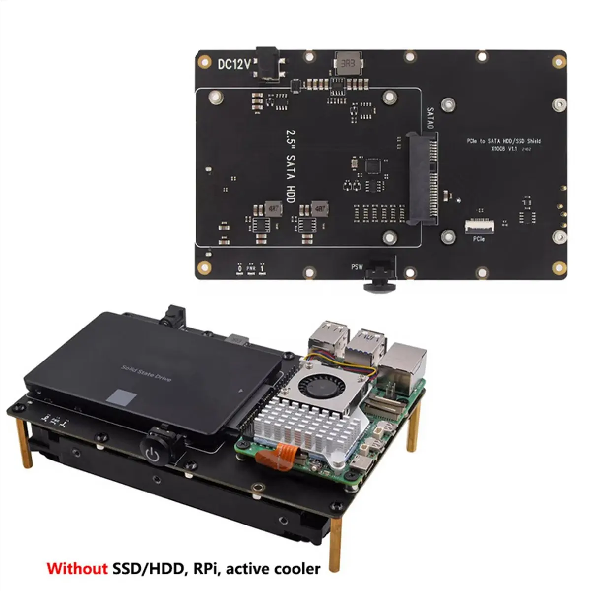 Top Sale X1008 PCIe to 2.5 Inch SATA HDD / SSD + 3.5 Inch SATA HDD Shield for 5