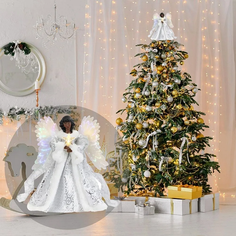 Christmas Tree Topper Angel Kids Fairy LED Light Up Three-dimensional Toys Christmas Tree Top Decoration Ornament