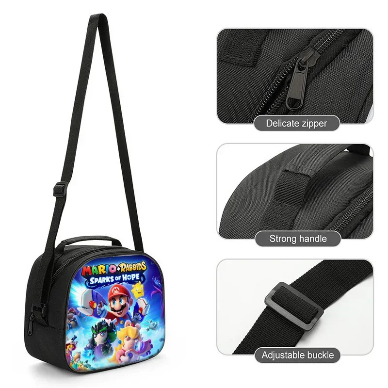 Super Mario Bros Kawaii izolowana pudełko na Lunch przenośna nowa lodówka torba termiczna torba na piknik izolacja termiczna szkolnych dla kobiet
