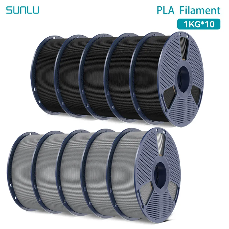 SUNLU PLA Filament 10KG 10Rolls 3D Filament 1KG/roll 1.75mm 100% Filament Lines Up Neatly For 3D Printing From US Local