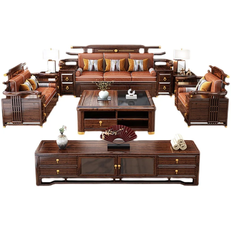 New Chinese ebony wood all solid wood sofa combination light luxury modern