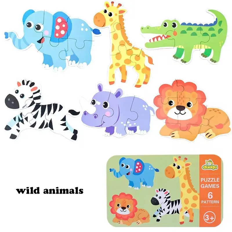 Baby Puzzle Montessori Educational Toys 3D Wood Puzzle Game Iron Box Children Puzzle Jigsaw Wooden Puzzles for Kids 2 3 4 5 Year