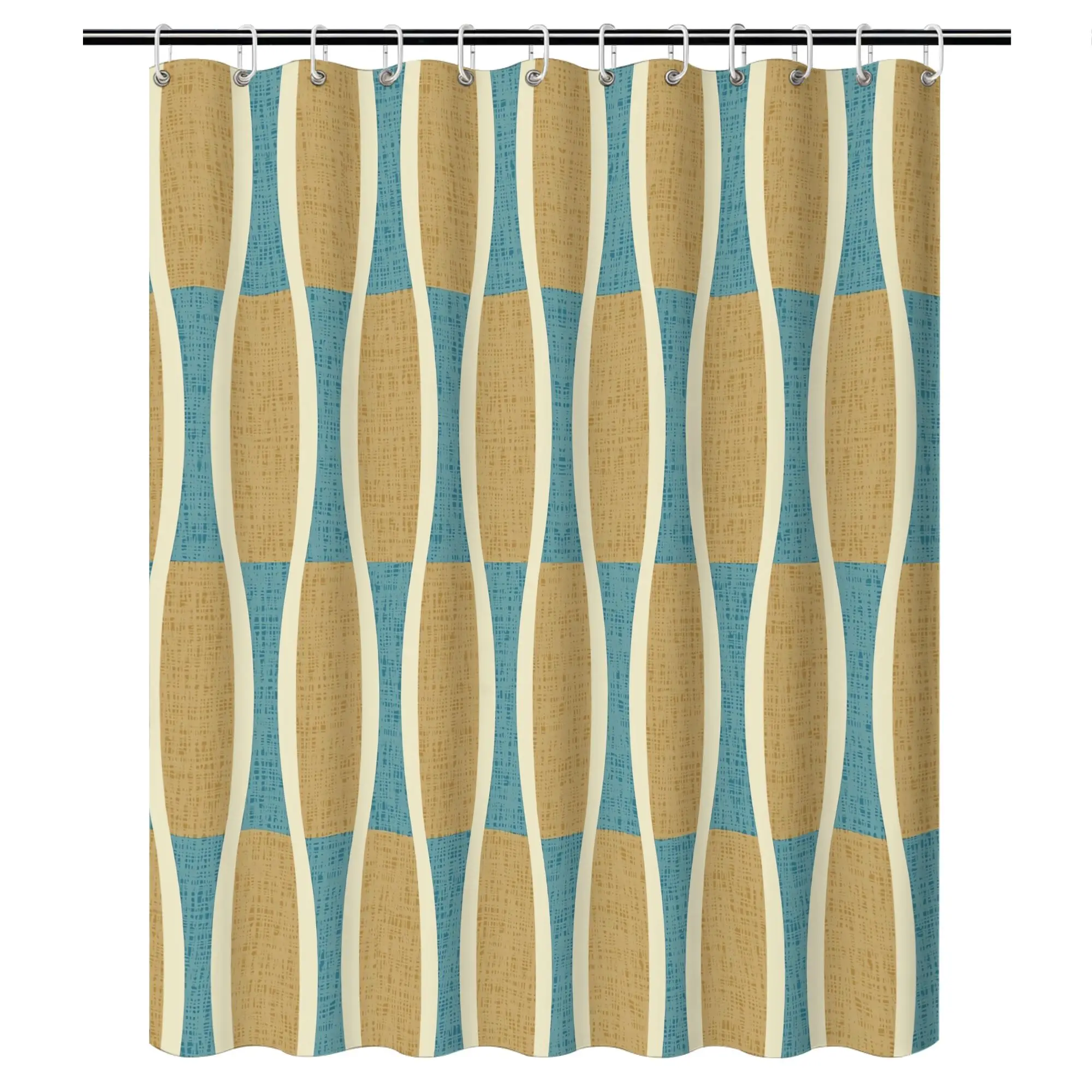 Waterproof Striped Shower Curtain Liner Boho Gold Blue Stripe Pattern Modern Luxury Bathroom Decor Home Shower Curtain - view 5