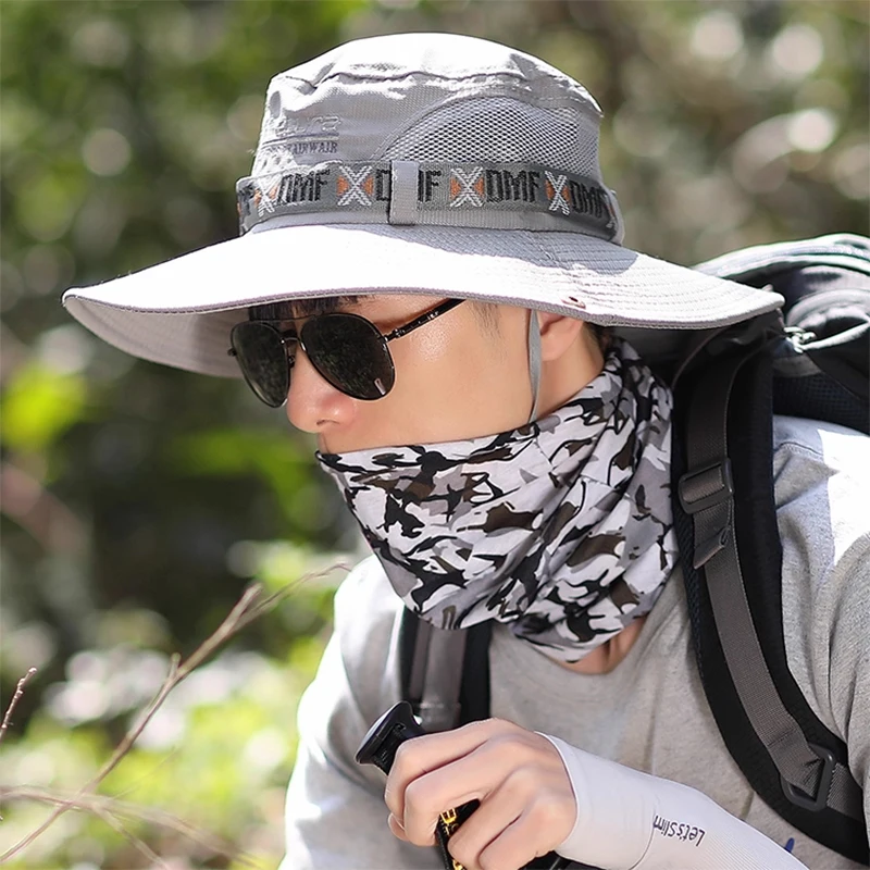 

Camping Adventure Fisherman Hat Summer Men Bucket Hat Outdoor Uv Lady's Sun Hat Mesh Fisherman Hat Beach Sunscreen Cap Seaside