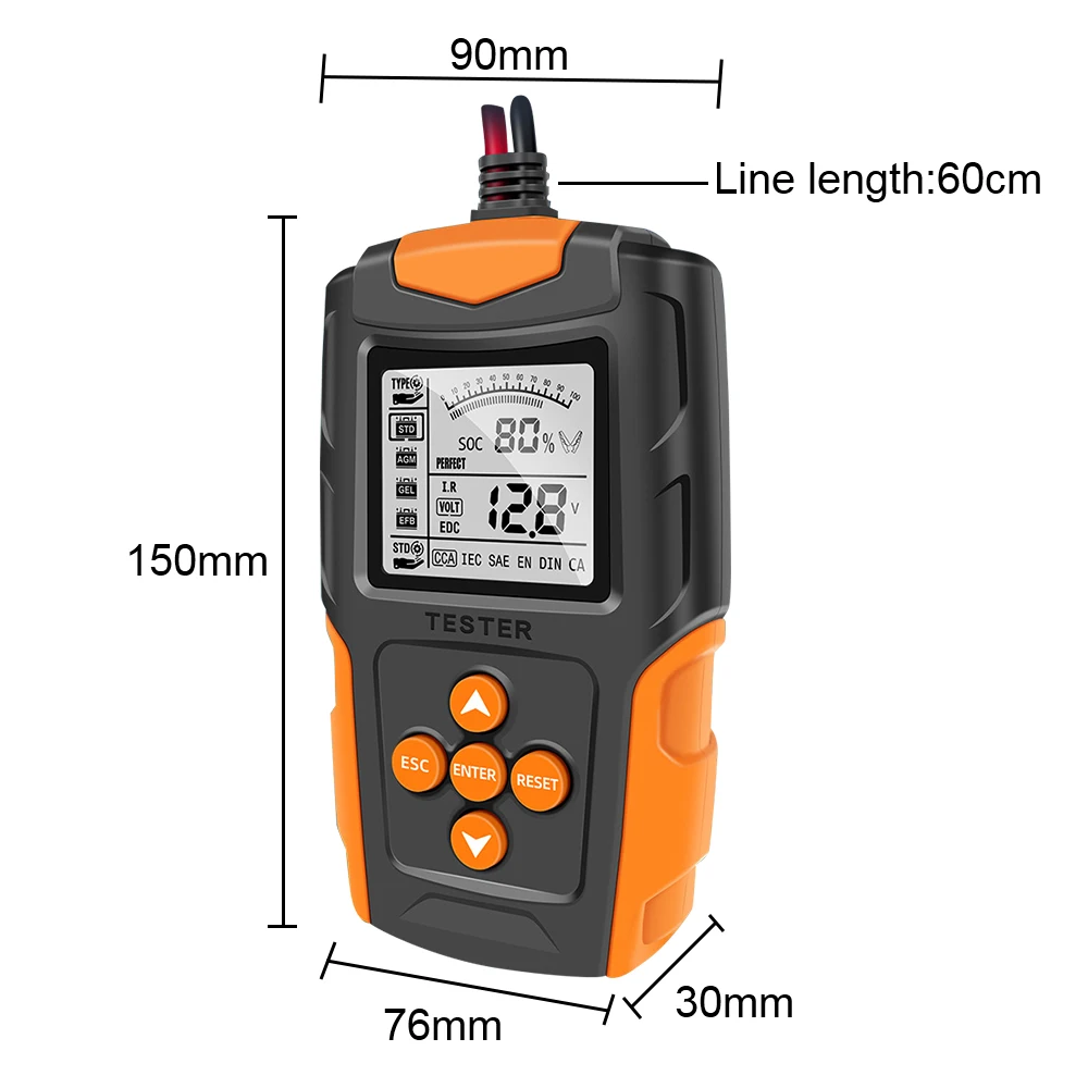 For Wet/GEL/Lead-acid Battery Battery Analyzer CCA Auto Diagnostic Tools 12V 24V Cranking Charging Tool Car Battery Tester