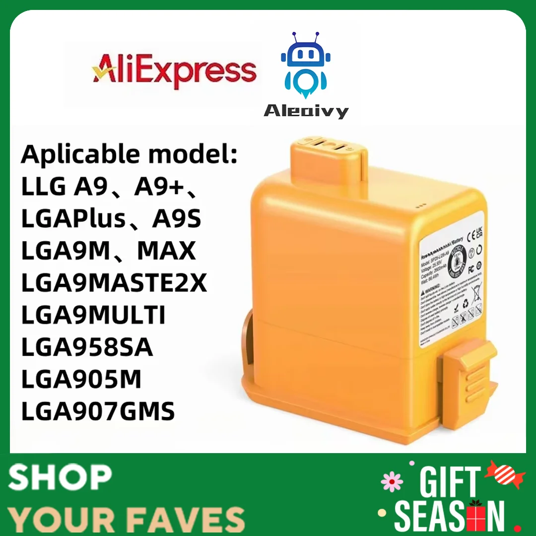 Vacuum Cleaner Battery 5000mAh EAC63758601, EAC63382201, EAC63382202, MEV65921201, EAC63382204 for LG Cord Zero A9, A9+, A9 Plus