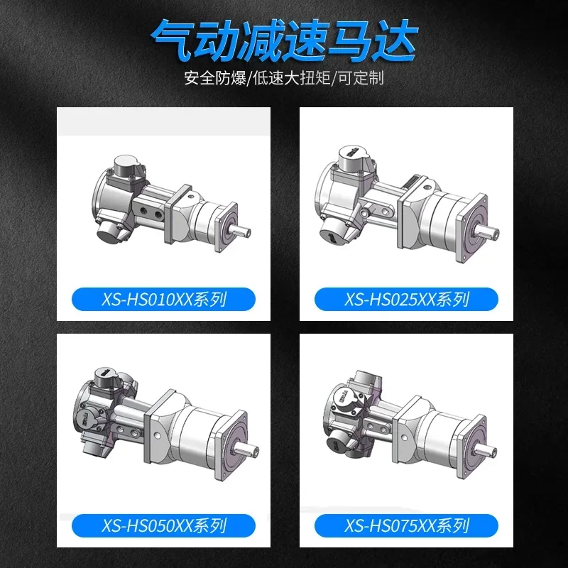 محرك هوائي HS010 مع مخفض كوكبي، سرعة منخفضة، عزم دوران عالي، مقاوم للانفجار، تنظيم السرعة بدون خطوات