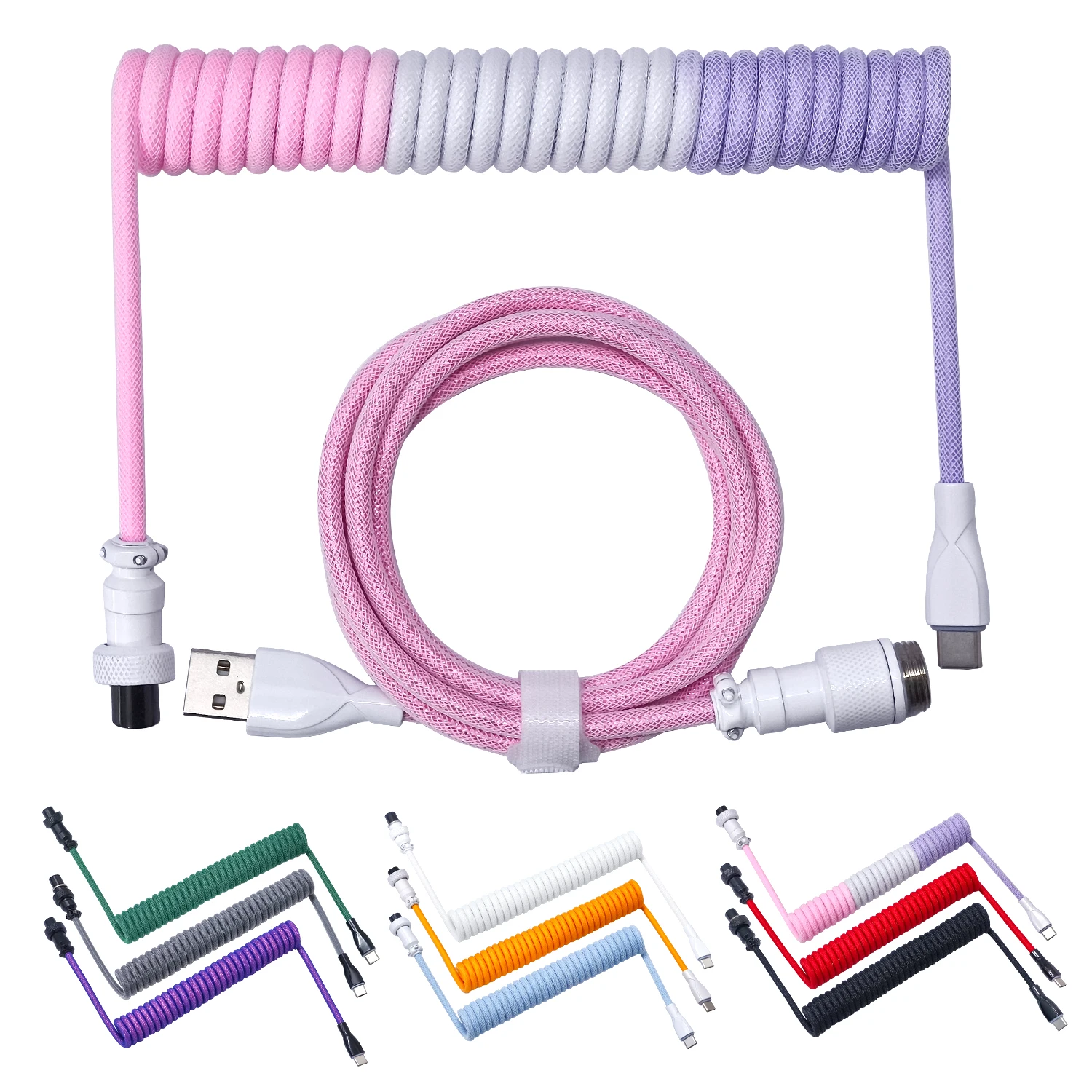 59 Inch Braided Aviation Plug Data Cable USB-A To Type-C Compatible with all Type-C Gaming Mechanical Keyboard Keyboards DIY Kit