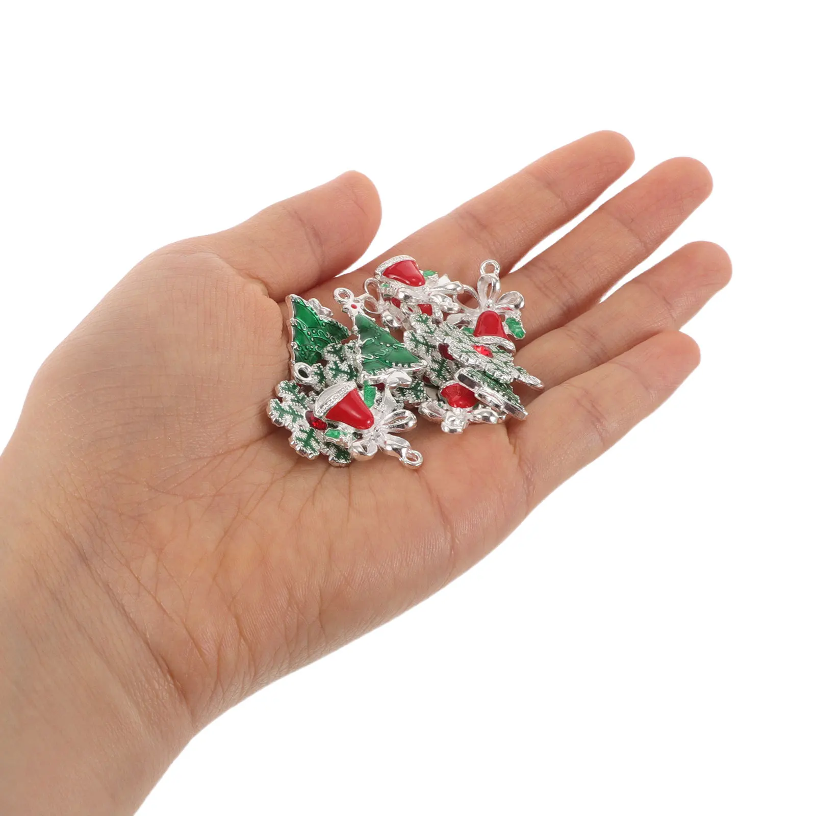 

24pcs Christmas Tree Charms Alloy Snowflake Bell Pendants For Diy Jewelry Making Holiday Crafts Festive Charm Collection Xmas