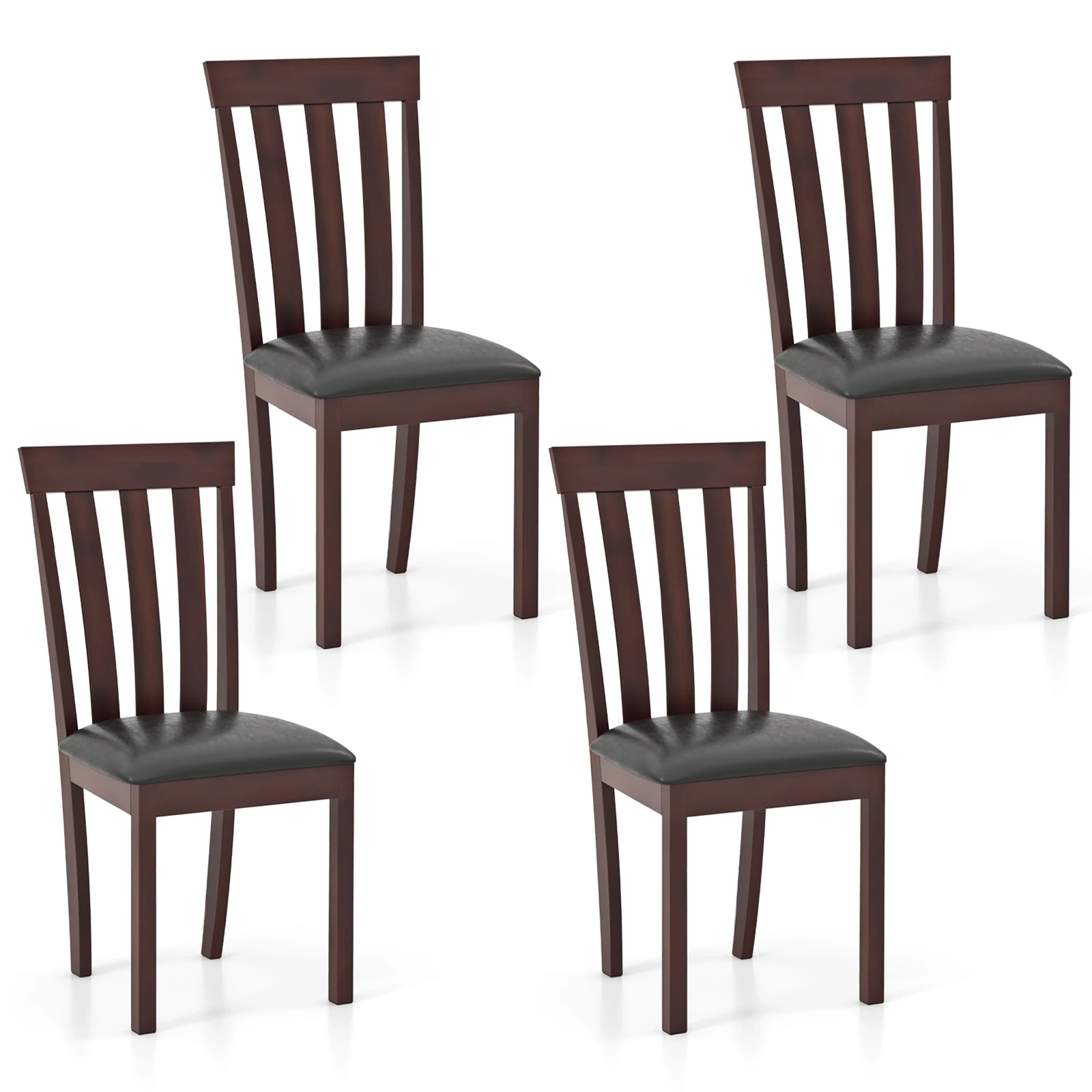 Dining Chair Set of 4 Upholstered Wooden Chairs w/Padded Seat Rubber Wood Frame