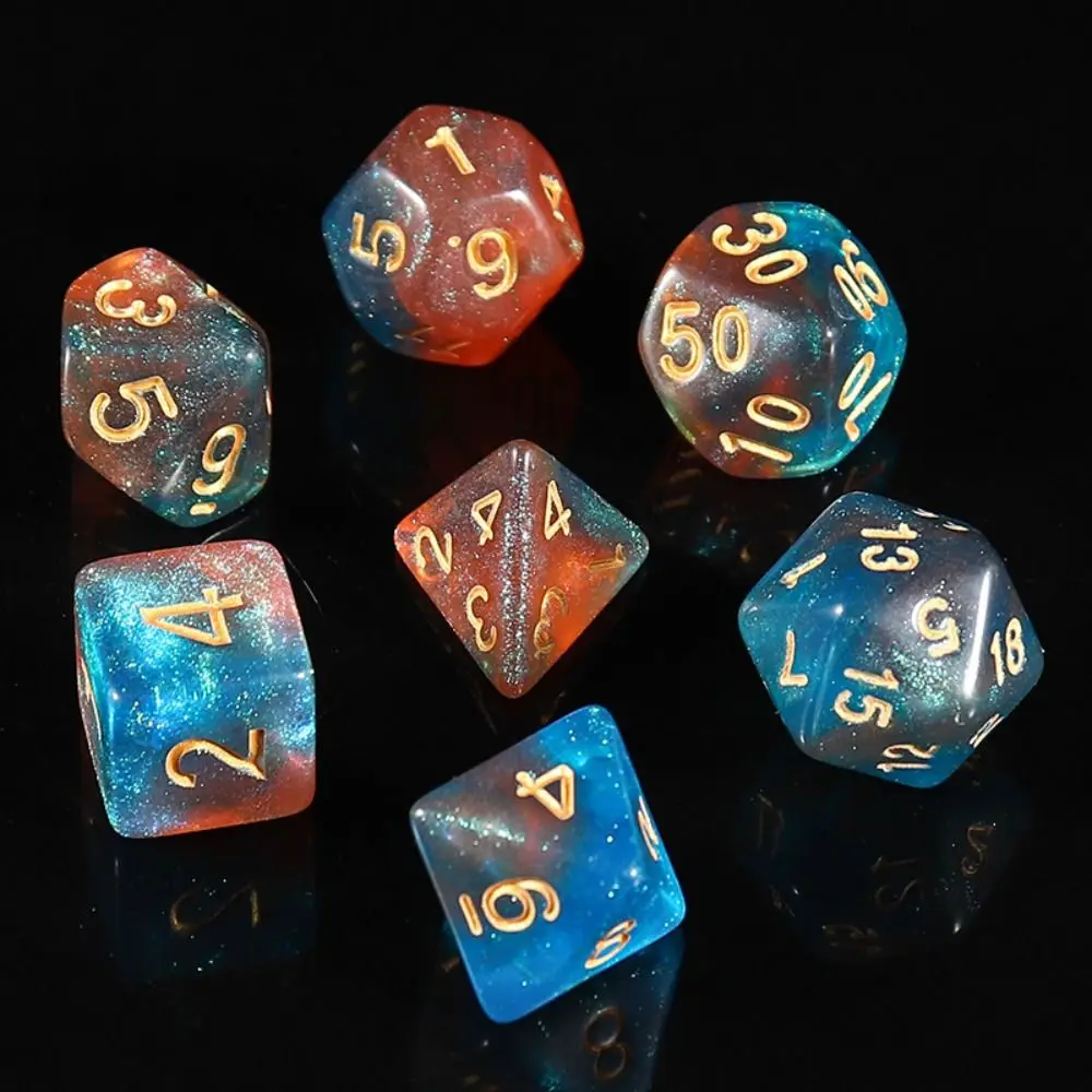 

7PCS/Set Double-Colors Pearlescent Dice Polyhedral Pearlized Acrylic Dice Glitter Acrylic Cube Mixed Color Dice
