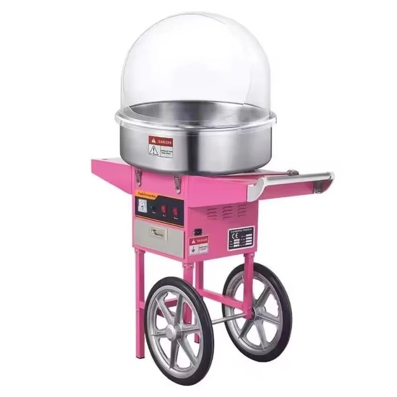Commercial Stainless Steel Cotton Candy Machine With Cart Electric Automatic Cotton Floss Candy Floss Vending Machine