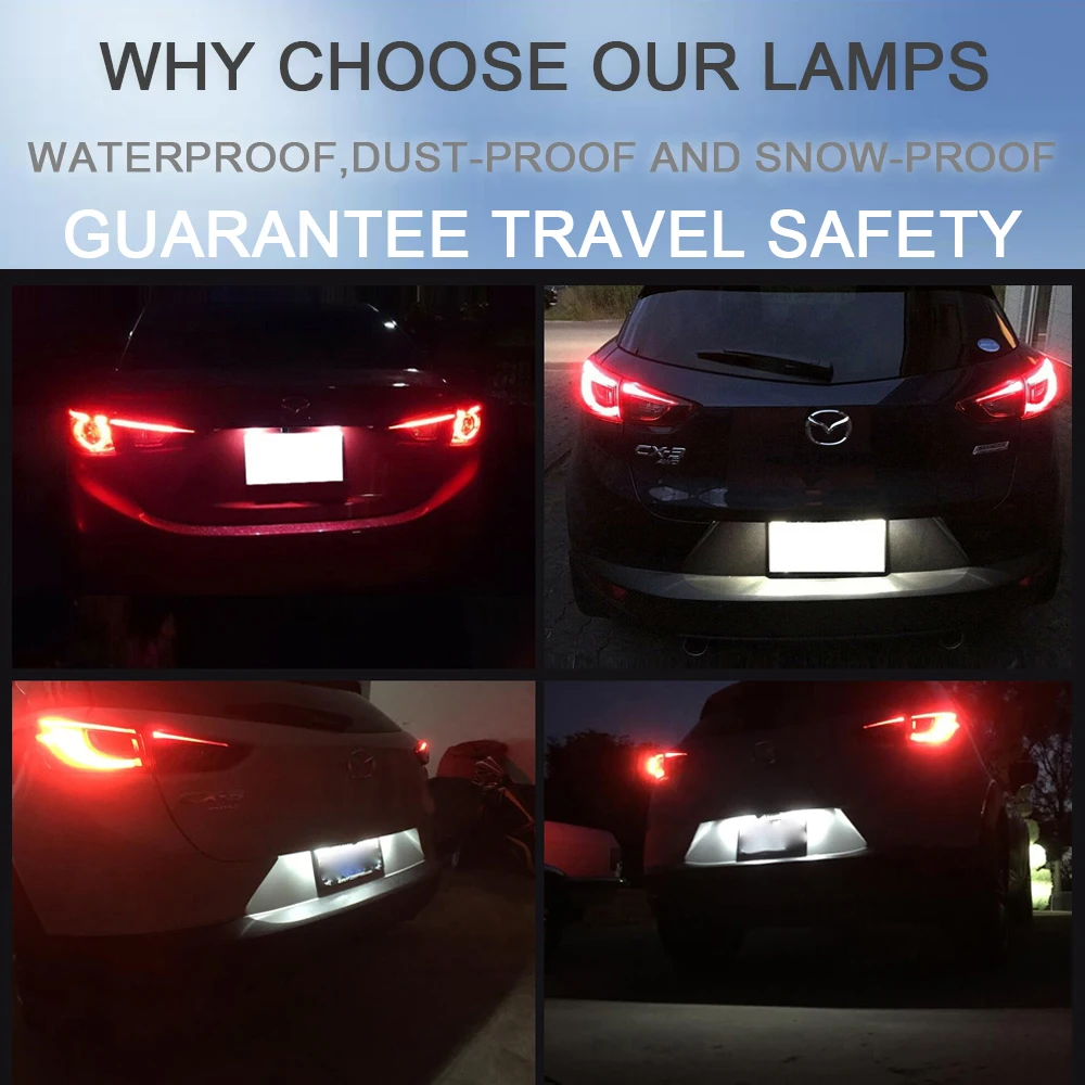 18SMD White LED Tail License Number Plate Light Tag Reflector Warning Lamp for Mazda 2 Sedan Mazda 3 CX-3 Car Styling