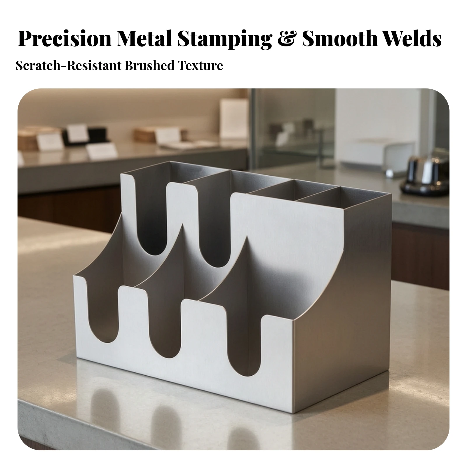 Coffee Station Organizer with Compartments Compact Coffee Condiment Organizer Cup and Lid Holder Long-Lasting Sturdy for Cafes
