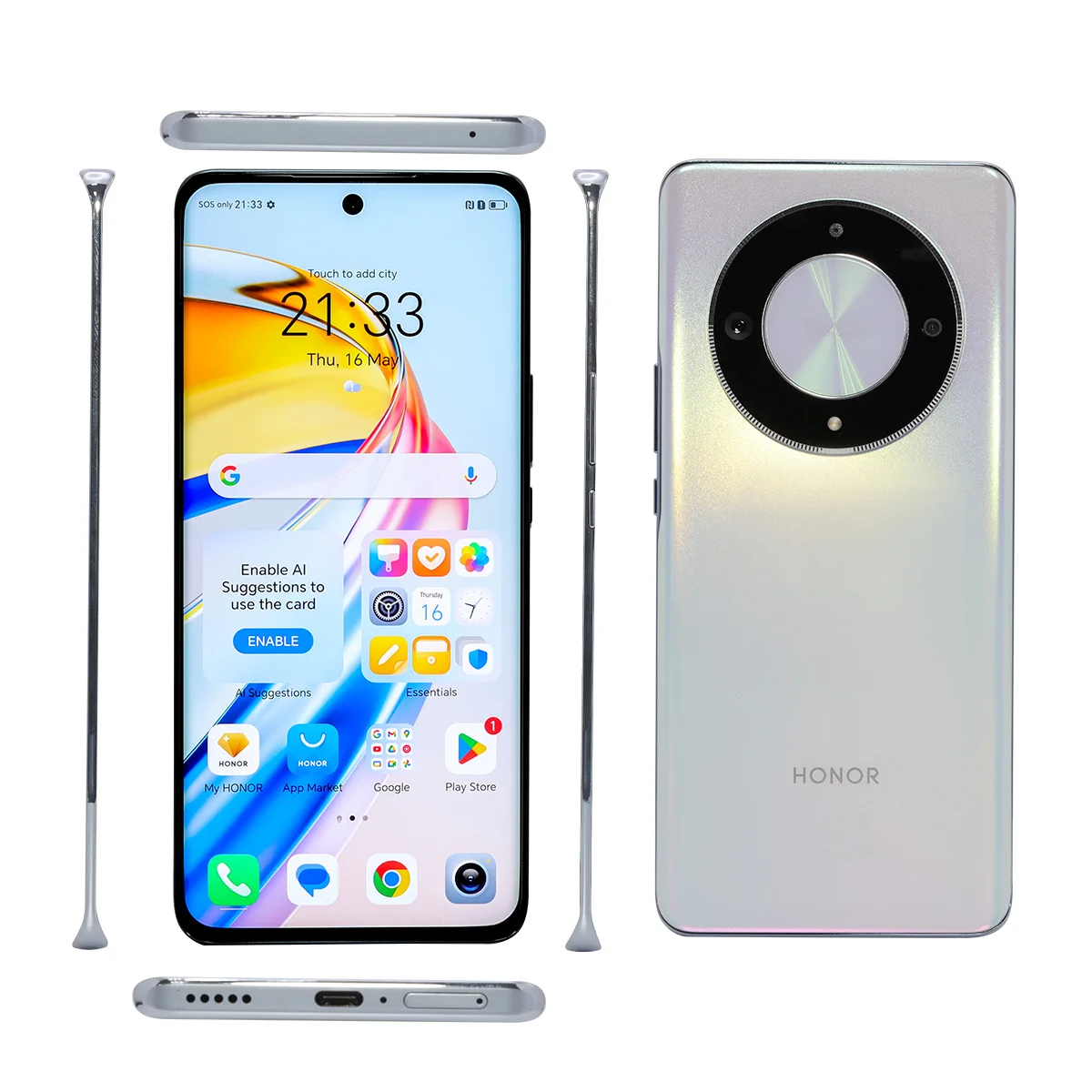 HONOR X9b HONOR Magic6 Lite 5G Глобальная версия Android13 6,78 дюйма с защитой от падения 120 Гц AMOLED-дисплей Камера 108 МП Прочный аккумулятор 5800 мАч