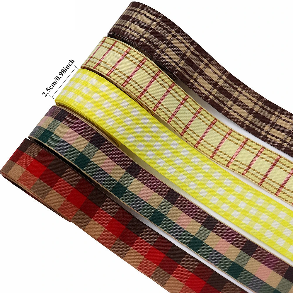 شريط منقوش من القماش القطني ، حافة منسوجة ، قماش التفتا ، طول 5 ياردة ، بوليستر ، عرض 1" #3