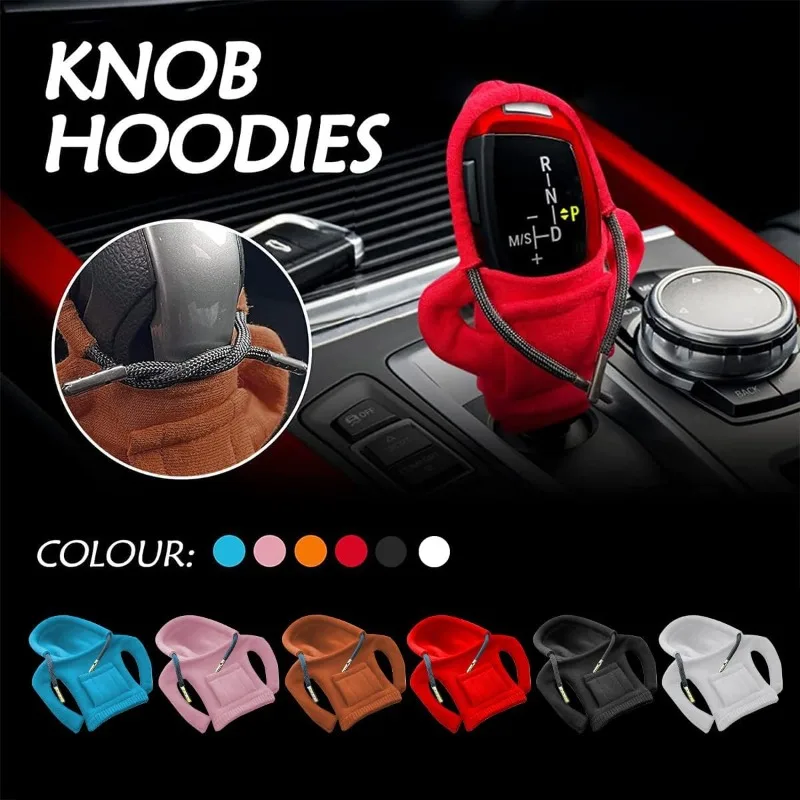 Universal Gear Shift Knob Cover Hoodies Handle Cover Gear Shift Grip Handle Knob Creativity Sweatshirt Nonslip Car Decoration