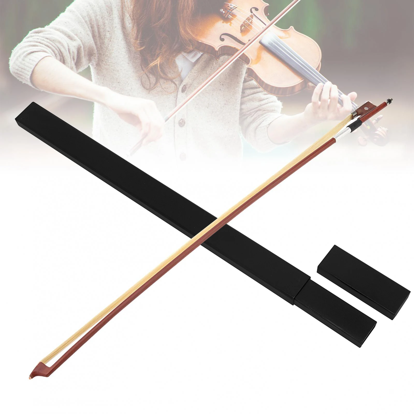 Brazilwood White Horsehair 4/4 Violin Bow Rosewood Frog Fiddle Bow Gift with Hardcover Box