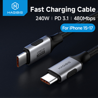 Hagibis USB C to USB C Cable USB Type C Charger Cord 240W PD3.1 Fast Charging Short for iPhone 15/16/17 Pro Laptops Tablet Car