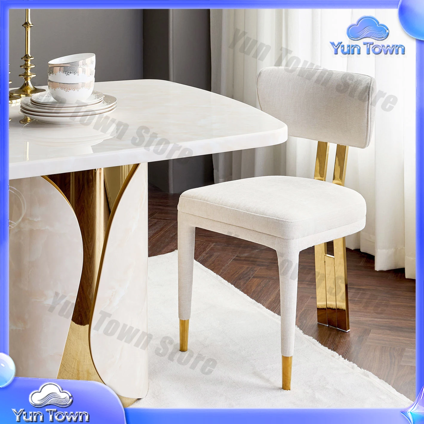 for Luxury Dining Set Wedding Vintage Chairs for Events Restaurant Coffee Garden Kitchen Banquet Living Room Velvet Chair