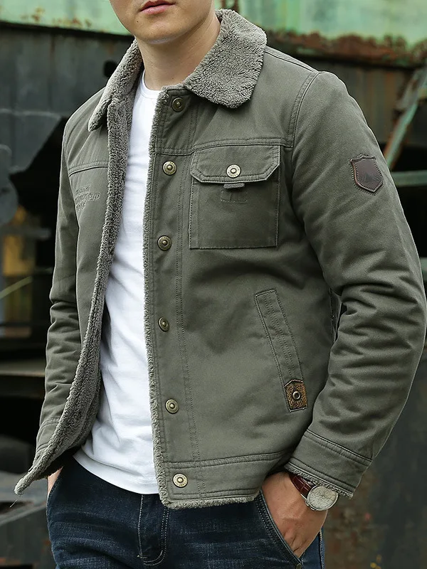 

Мужская утепленная куртка свободного кроя на флисовой подкладке из хлопка, осенне-зимняя, европейский размер, рабочая одежда, повседневное пальто с длинными рукавами