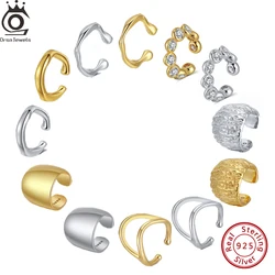 ORSA JEWELS Soild 925 Sterling Silver Ear Cuff Fashion Party Buckle Ear No Piercings Cartilage Earclips Accessories 1pcs