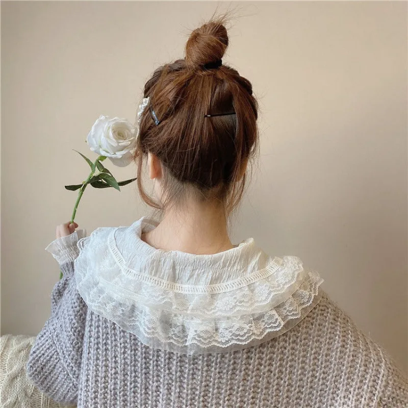 Sweet Peter Pan Collar Shirts for Women Fashion Girls Lolita Basic Long Sleeve Tops Autumn Tender Feminine Aesthetic Clothing