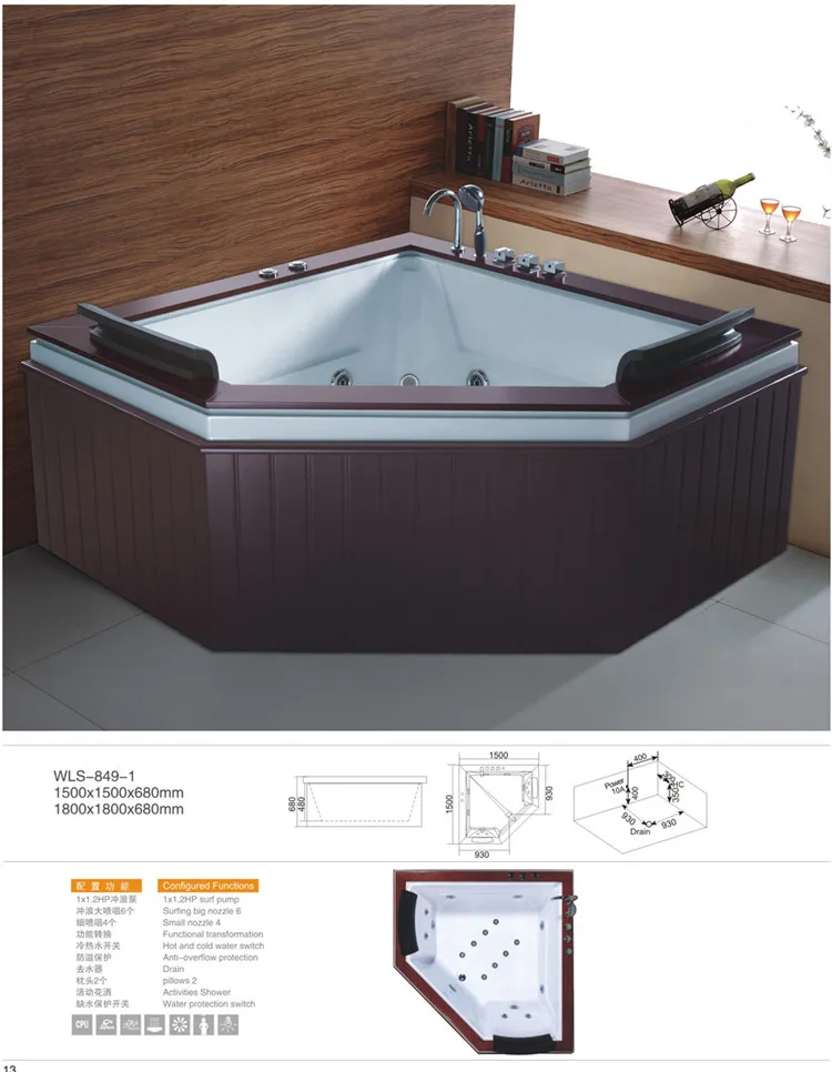 

Massage Surf Tub Double Triangle Tub Outdoor Bath Built-in Rectangular