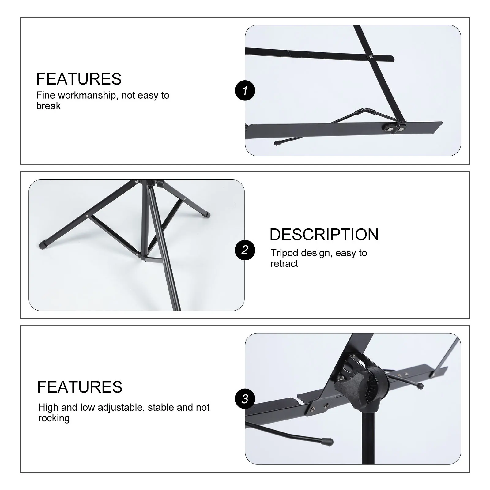 

Adjustable Reading Rack Portable Score Stand For Book Sheet Music Guitar Instrument Folding Tripod Stand Music Accessory