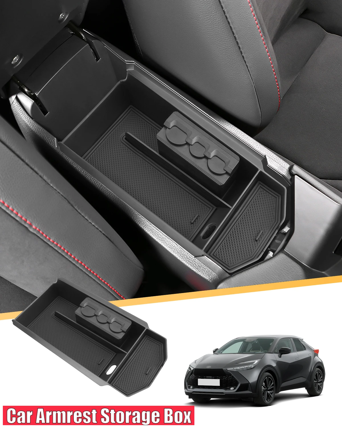 

Car Central Armrest Storage Box for Toyota C-HR Hybrid 2024 2025 2026 Non-slip Container Auto Toyota C-HR Accessories