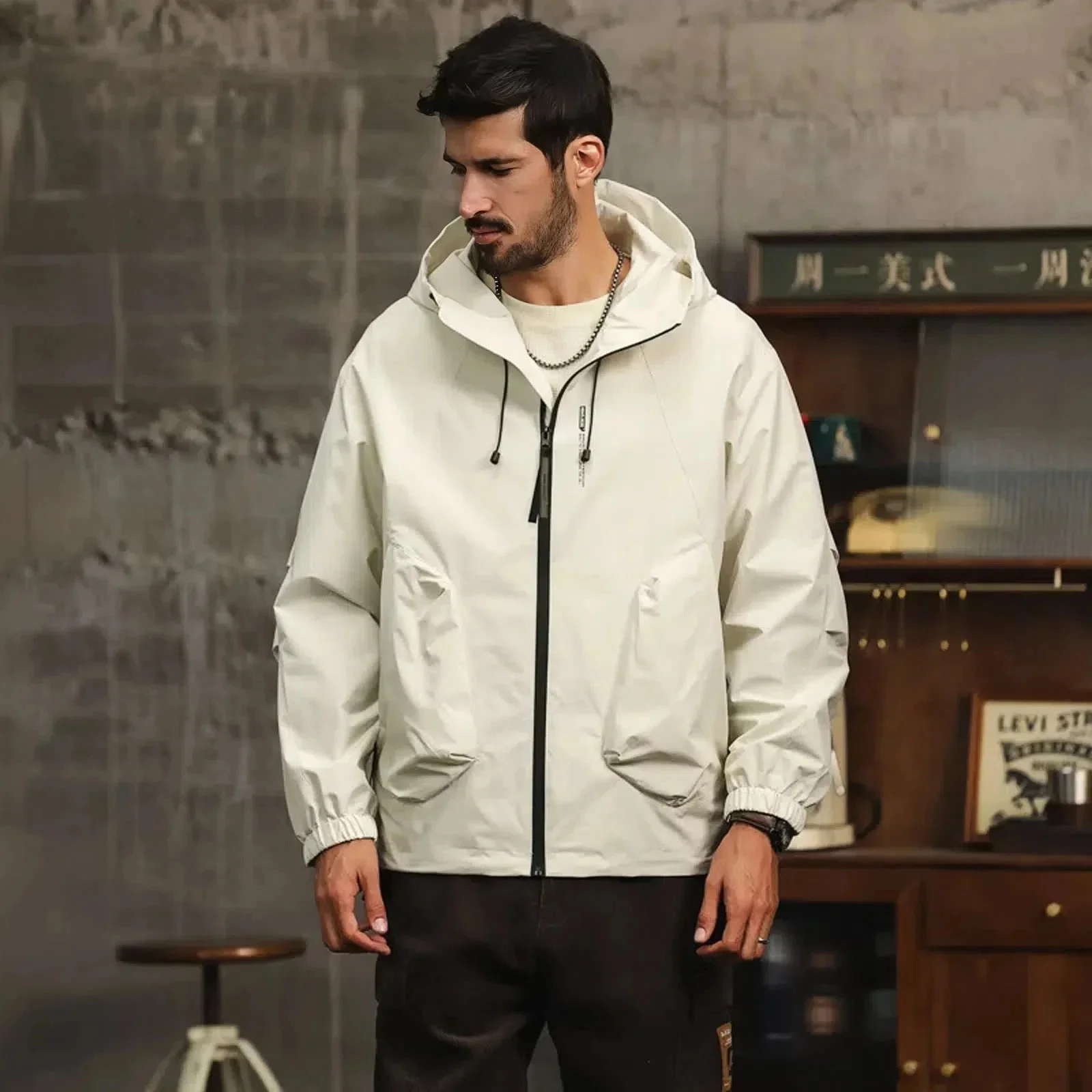 

Осенний новый мужской свободный комбинезон с капюшоном, трендовая куртка