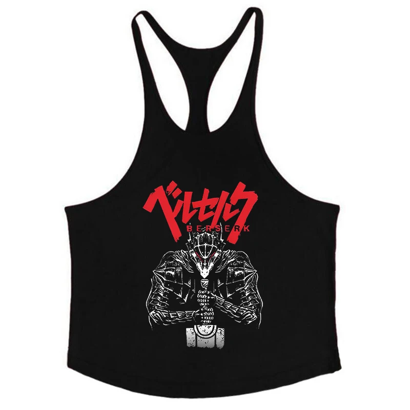Berserk Grafik-Tanktop aus Baumwolle für Herren, Sommer, ärmellos, Y-Back-Weste, für Fitness, Muskeltraining, sportliches Workout, Unterhemd, Activewear – Detail 4