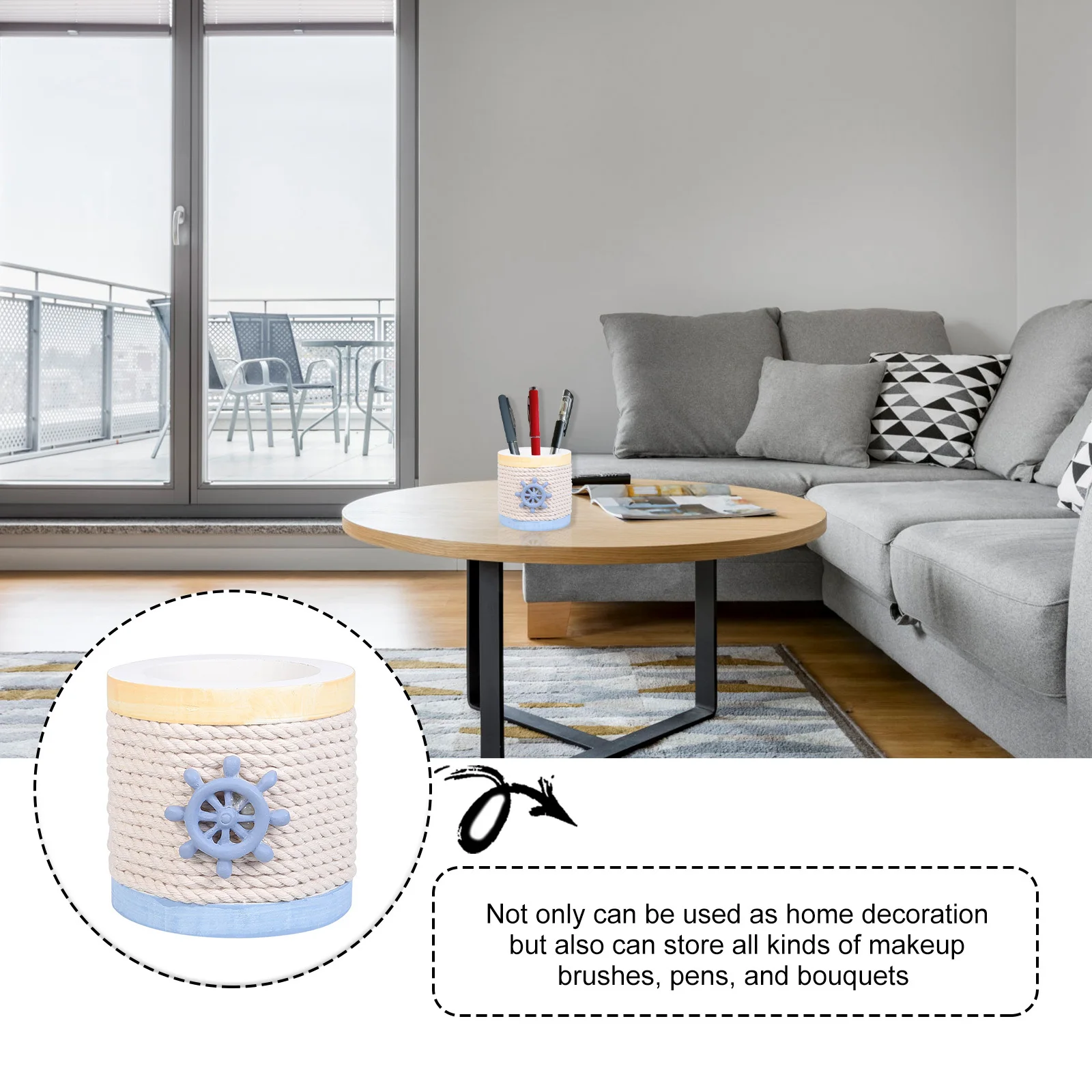 

1pc Wooden Pen Holder Practical Stationery Organizer Pencil Stand Makeup Brush Container Creative Desktop Storage Basket