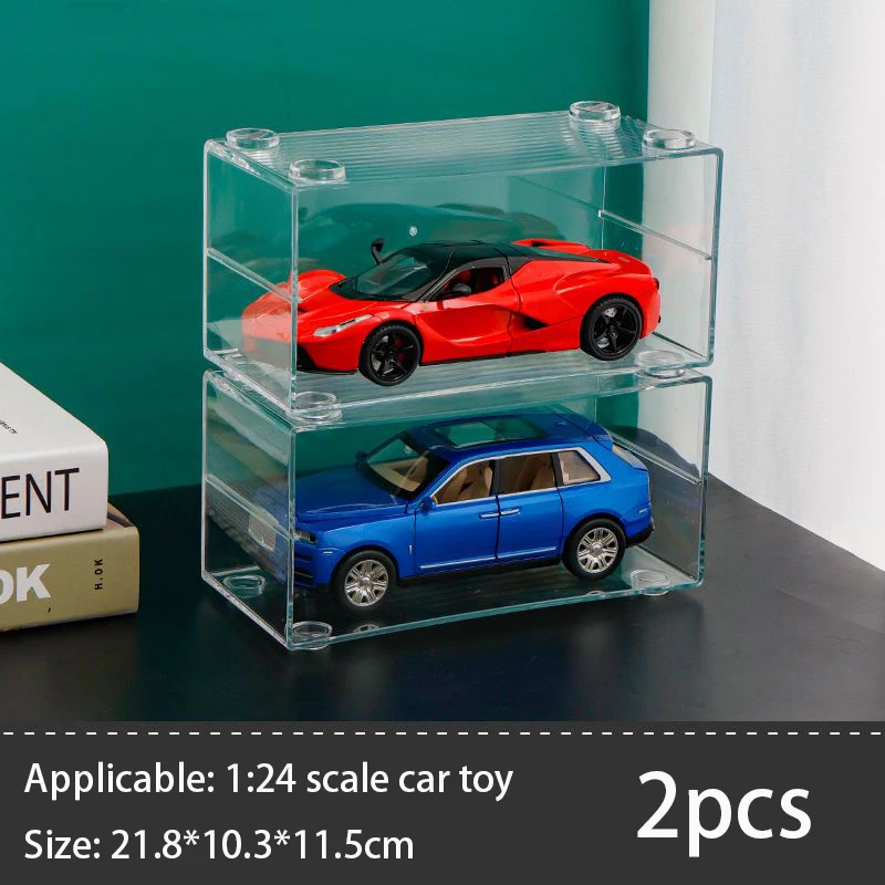Schaalmodel auto displaykast 1:24/32/64 voor Matchbox, Hot Wheels; opbergbox voor speelgoedauto's, transparante displaybox met transparante klikdeksel tegen stof