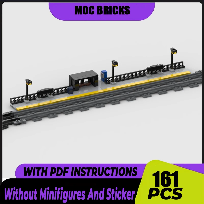 

Railway Train Series Moc Building Bricks Train Station Loop Of Track Model Technology Modular Blocks Construstion Assembly Toys