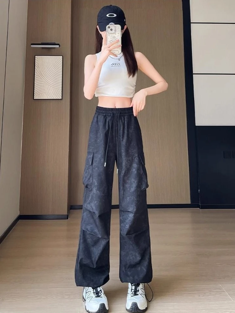 

Свободные брюки с эластичной резинкой на талии для женщин, хиппи-карго, высококачественная шикарная и элегантная одежда, осенние хлопковые женские брюки