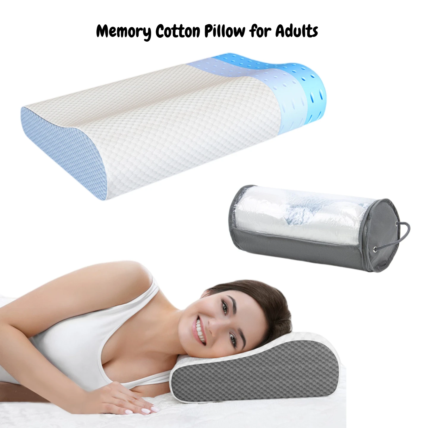 

Cervical Neck Memory Foam Pillow Ergonomic Pillow Orthopedic Pillow Bed Pillow Neck Support for Side, Stomach & Back Sleepers