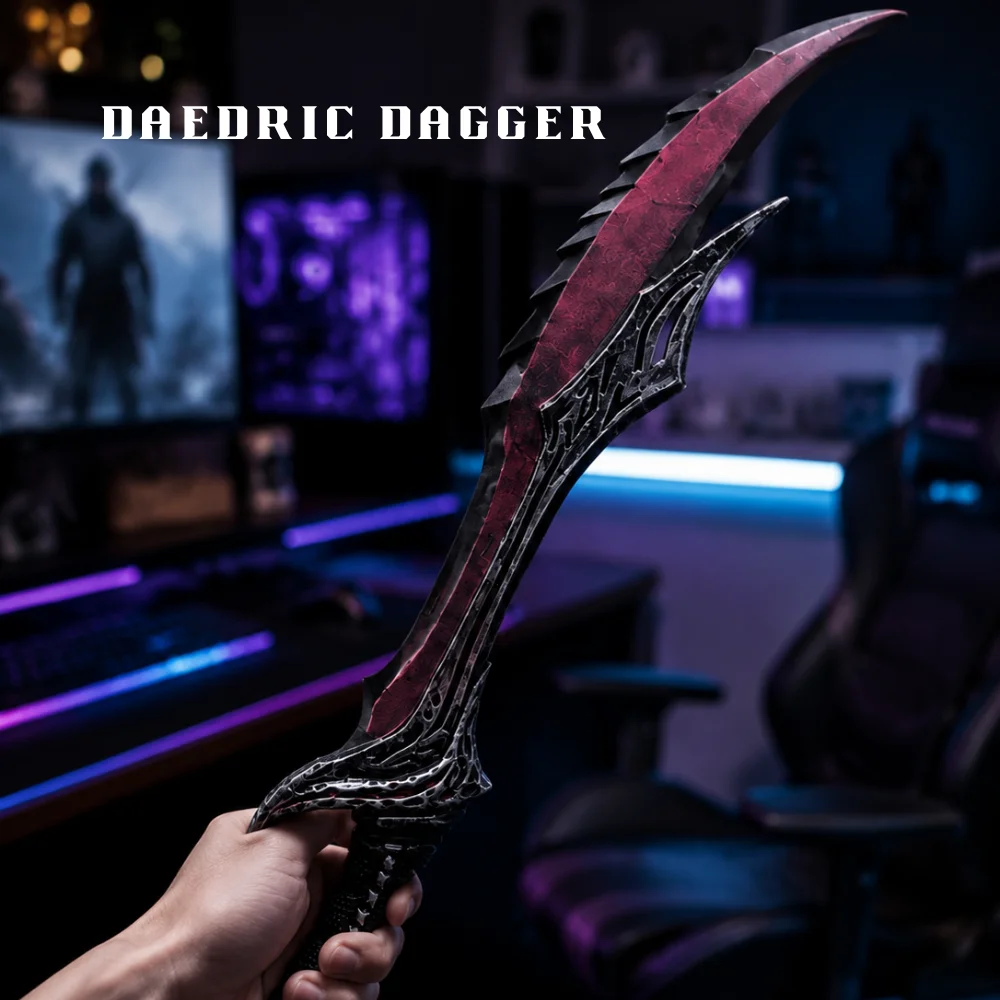50cm RPG Game Daedric Demon Knife 1:1 PU Foam Cosplay Prop Role Play Halloween Toy Unsharpened Decorative Craft Knife