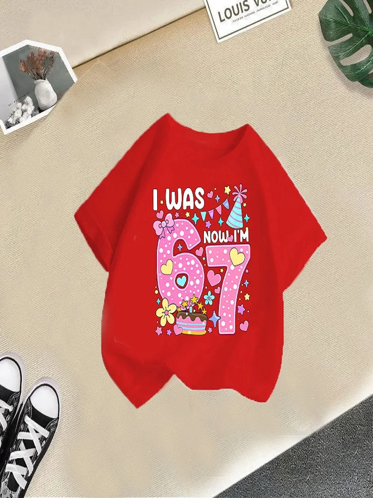 Cross-border girls 'short-sleeved children's T-shirts with loose fit, cartoon prints; summer fashion tops for girls; half-sleeve