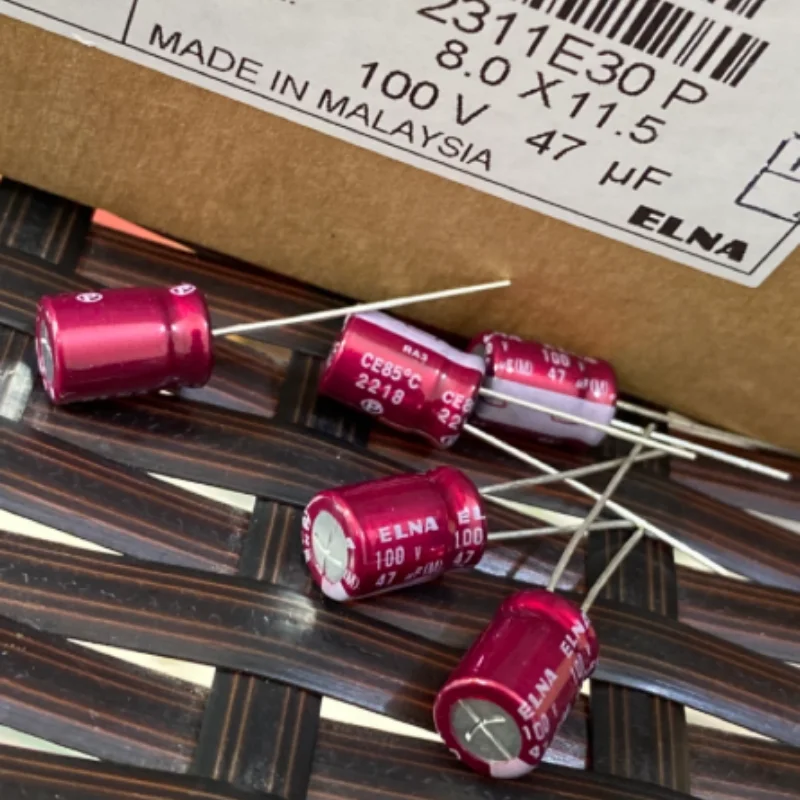 10PCS-100PCS  47UF 100V Japanese Ina ELNA Audio Capacitor 100V47UF 8 * 12 RA3 Purple Red Robe