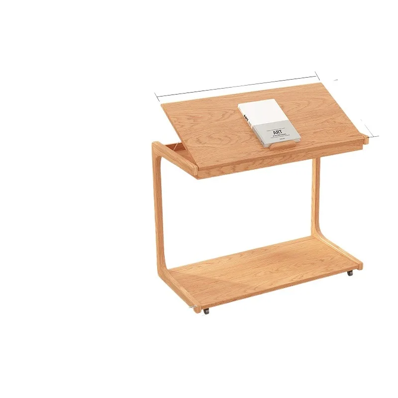 For Solid Wood Sofa Side Table Removable Living Room with Wheels Side Cabinet Bedside Shelf Simple Household Coffee Table Small