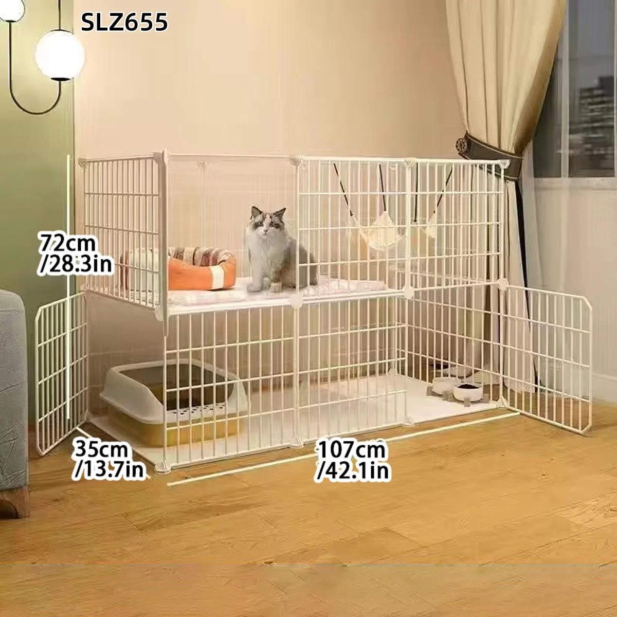 Kitten cat cage household indoor cat villa two floors double floor does not take up space small free splicing cat cage