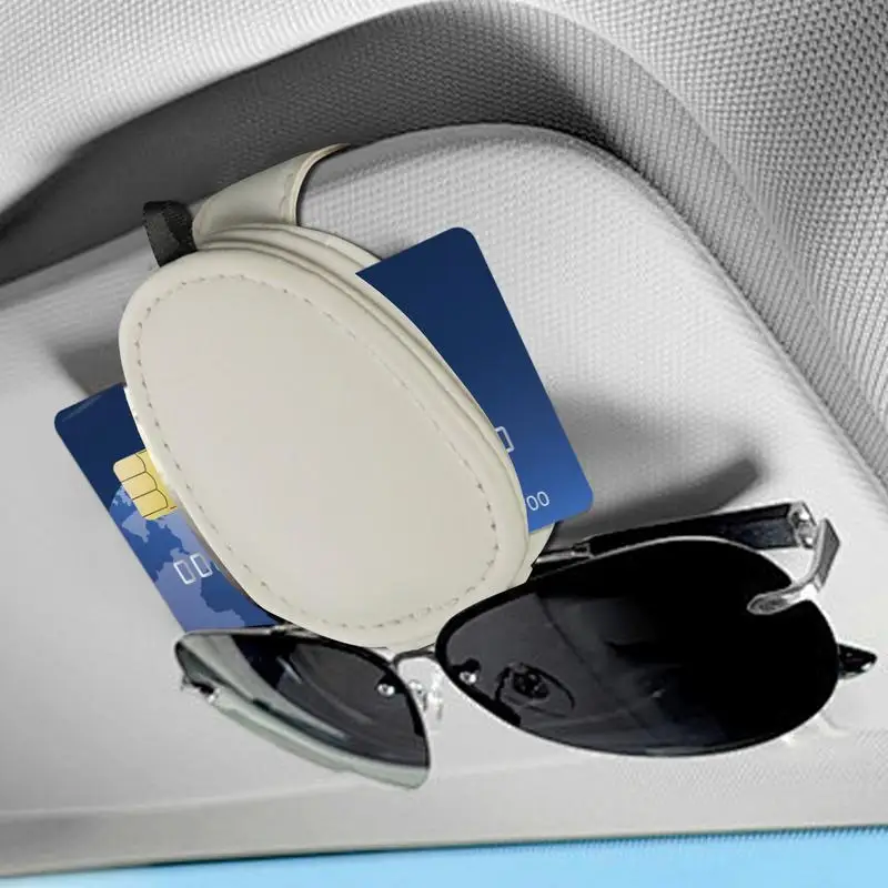 Sunglass Holder For Car Visor Clip Eyeglasses Holder Clip Ticket Card Clip Sunglasses Mount Magnetic Leather Sunglass Holder