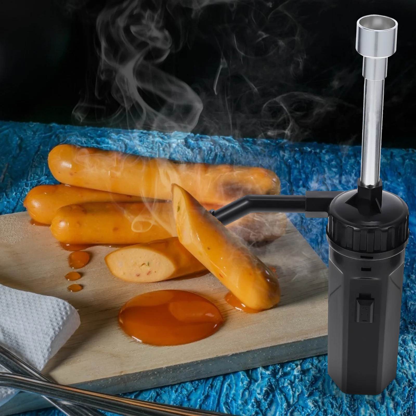 

1Pcs Portable Food Smoker Reusable Salmon Smoker Black Extension Tube Home Kitchen Bbq Smoke Infuser Useful Kitchen Supply